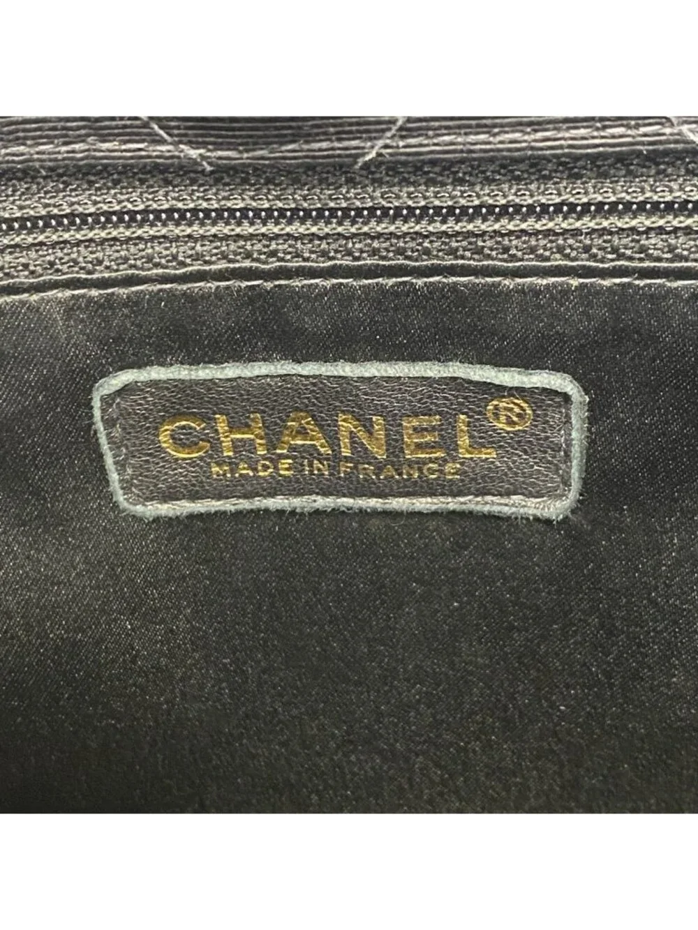 Chanel Shoulder Bag Quilted Cotton Black Gold